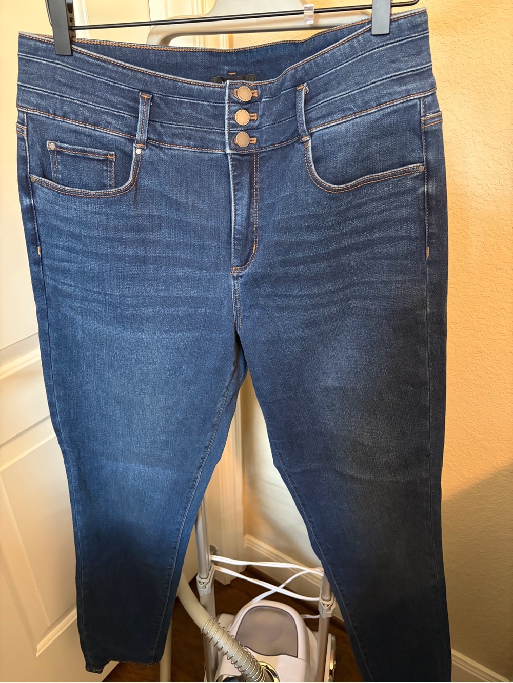 Ann Taylor Women’s High-Rise Dark Blue Stretch Jeans- Tall